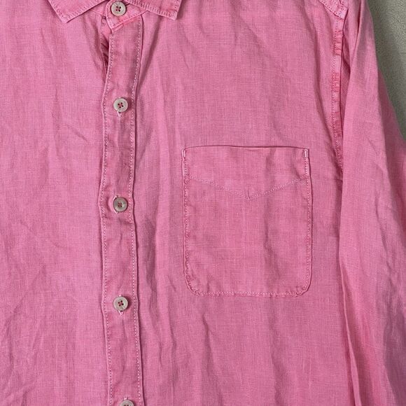 Tommy Bahama Shirt Adult Large Pink Linen‎ Hawaiian Pocket Beach Mens - Picture 3 of 13